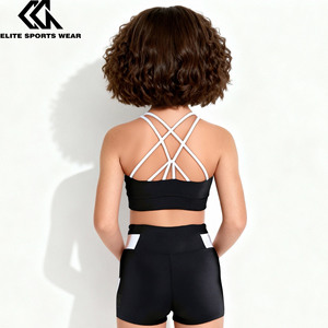 Màu đen và trắng hoạt động cô gái hàng đầu Crop Top và ngắn màu bị chặn thực hành mặc cho Dance Studio - Product Image 2