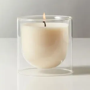 Fatti a mano soffiato candela profumata <span class=keywords><strong>doppia</strong></span> parete di lusso barattolo di <span class=keywords><strong>vetro</strong></span> borosilicato portacandele per candela con coperchio per la decorazione domestica - Product Image 1