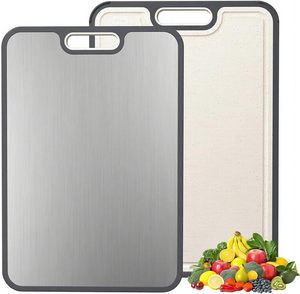 Planche à découper en acier inoxydable, antidérapante, anti-moisissure, pour fruits, double usage, vente en gros - Product Image 1