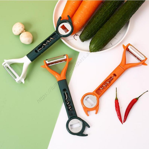 Pelador de Verduras 4 en 1 de Acero Inoxidable WXL009 al por Mayor, Cortador de Pepinos y Zanahorias, Abrebotellas de Doble Cabeza - Product Image 5