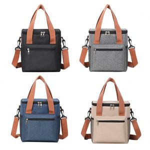 Custom Durable Double Layer Insulated Lunch Tote Bag Thermal Leak Proof Liner and Shoulder Strap Bento Lunch Bag Cooler Bag - Product Image 6