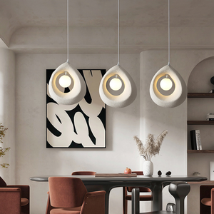 <strong>Designer</strong> Hanging Chandeliers Wabi-sabi Style Bedroom <strong>Lighting</strong> <strong>Fixtures</strong> Adjustable Height LED Lights with Dimmer Iron Frame - Product Image 5