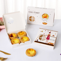 Boîte à tarte aux œufs portugais 2 comprimés 4 comprimés 6 comprimés Mini boîte d'emballage jetable en papier tarte portugaise