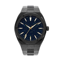 Montre à quartz pour hommes givrée logo personnalisé or rose 5ATM étanche style PR avec cadran anti-poussière étoile