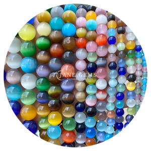 Venta al por mayor de piedras preciosas de cristal natural ojo de gato cuentas de forma redonda múltiples tipos de <span class=keywords><strong>piedra</strong></span> hebras de cuentas sueltas para la fabricación de joyas DIY - Product Image 2