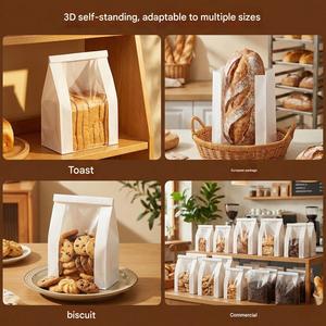 Food-grade biodegradable kraft paper bags for <b>packaging</b> sliced bread Suitable for breakfast, lunch and baked goods - Product Image 3