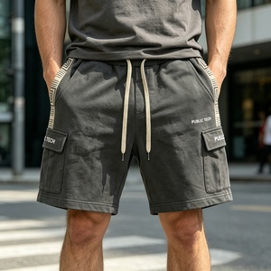 Premium Clothing Manufacturer Custom 100% Cotton Printed Webbing Mens Vintage <b>Wash</b> Streetwear Flat Embroidery Loose Cargo Shorts - Product Image 3