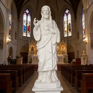 Estatua de Mármol de Jesús Blanca de Diseño Europeo Hecha a Mano y Personalizada para Jardín de Iglesia, Tamaño Real - Product Image 4