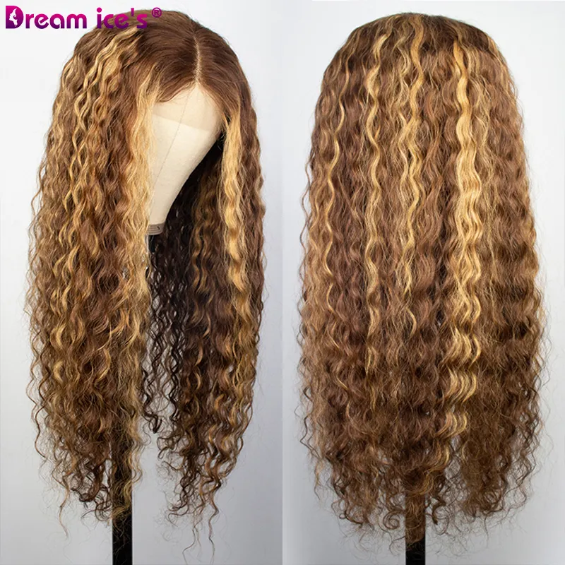 Wholesale Water Wave 150 180 200 Density Piano Color 4x4 Raw Vietnamese Hair Dubbel Drawn Glue Less Lace Front Wigs Human Hair