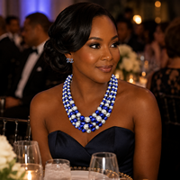 Chaîne de perles acryliques blanches et bleu roi, design grec tendance, pour femmes afro-américaines de la sororité Zeta Phi Beta, cadeau statement