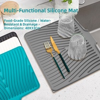 Tapis de drainage en silicone pour assiettes, avec ouverture de drainage, forme inclinée, simple, pour séchage de vaisselle et bols, avec isolation thermique