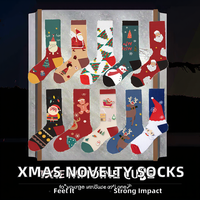 Chaussettes de Noël personnalisées en gros, chaussettes fantaisie avec motif de Père Noël, chaussettes amusantes de Noël, coton et élasthanne, taille unique pour hommes et femmes, printemps