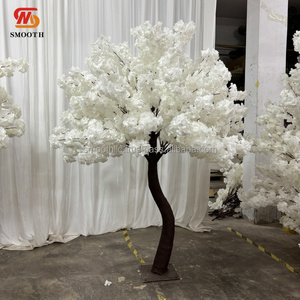 Arbre artificiel de cerisier blanc lisse pour événement, tronc incurvé, arbre de fleurs de cerisier pour toile de fond de mariage - Product Image 1