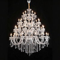 Lustre en cristal transparent classique personnalisé, luminaire suspendu à plusieurs niveaux pour la décoration d'hôtels, de villas et de salles de banquet