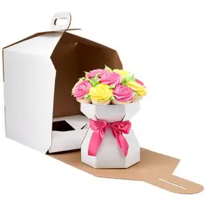 쉬운 조립 다채로운 컵 케이크 꽃다발 상자 평면 포장 7 컵 케이크