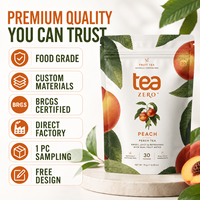 Sachet Doypack Personnalisé en Papier Kraft Qualité Alimentaire pour Thé aux Fruits, avec Motif Floral Imprimé en Héliogravure et Fermeture Zippée, pour Tisanes