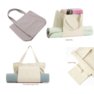 ヨガマットキャリアポケット付きのカスタムキャンバストートバッグには、エクササイズ、ピラティス、旅行、ビーチ、ジム用のすべてのショルダーバッグが含まれています - Product Image 6