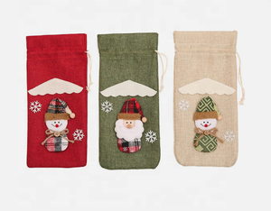 Cubierta de botella de vino de Navidad creativa con logotipo personalizado al por mayor-Material de tela Color y tamaño personalizados suministros de decoración de Navidad - Product Image 3