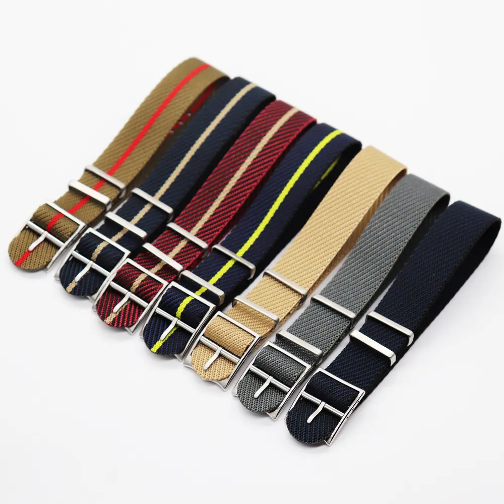 EACHE 20mm 22mm New Fashion One Strip Colorful Regular Universal Woven Braided Ribbed Adjustable Nylon Striped Watch Strap