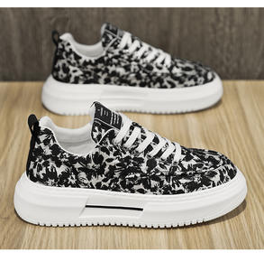 Nouvelles baskets plateforme tendance en tissu respirant, style printemps 2026, baskets rétro imprimées à semelle épaisse blanches pour hommes, chaussures de fitness - Product Image 1