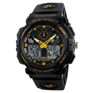 SKMEI-reloj deportivo para hombre, pulsera de silicona con doble pantalla analógica Digital, 3 bares, resistente al agua, 1270