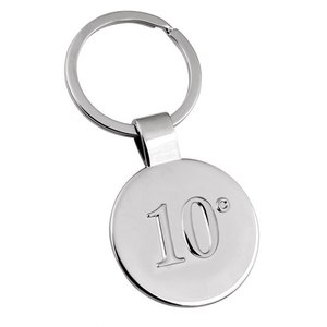 Llavero de aleación y acero inoxidable redondo con 10 compartimentos para monedas, mosquetón, impresión de esmalte duro de moda y material de goma. - Product Image 1