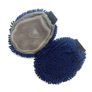 Thickened Chenille Silicone Pet Grooming Gloves Grey Burgundy Royal Blue <b>Dog</b> Hair Removal Brush Bath <b>Massage</b> Tool - Product Image 2