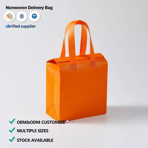 <b>Custom</b> Logo Recyclable Nonwoven Disposable Insulated Thermal Food Cooler Bag Aluminum Foil Lining for Coffee Take Out Bags - Product Image 1