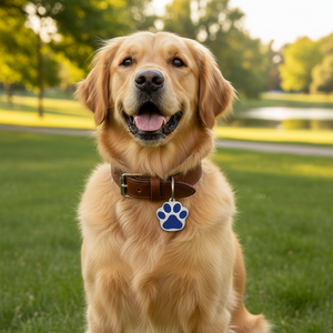 Placa de Identificación para Mascotas, Diseño de Pata Grande, Metálica Azul, Tamaño Grande para Perros - Product Image 3
