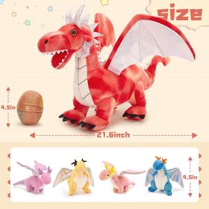 7 Stück Dragon Plüsch Kuscheltier Set 22 Red Dragon Toy Girls Große Gefüllte Dragon Geburtstags dekoration 4 Babys 2 Eier - Product Image 4