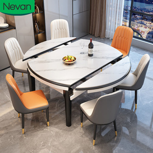 Bộ bàn ăn gỗ bán chạy, kiểu tròn, nhiều màu tùy chọn, phong cách hiện đại, thiết kế đơn giản, gồm 6 ghế - Product Image 1