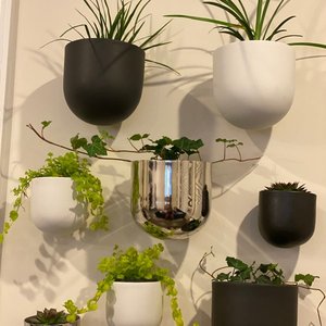 Ensemble de deux jardinières d'intérieur en céramique <span class=keywords><strong>blanche</strong></span> et noire, jardinière suspendue à fixer au mur, jardinière murale - Product Image 5