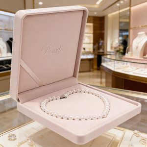 Collier personnalisé en perles avec pendentif, longue chaîne, boîte à bijoux, emballage cadeau, boîte à bijoux carrée rose, emballage en velours pour bijoux - Product Image 3