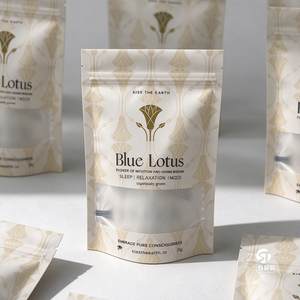 Sachets de thé à fleurs imprimés avec logo personnalisé, impression UV, feuille d'or, sachets refermables avec fenêtre pour emballage de thé aux herbes et aliments - Product Image 1