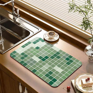 Alfombrilla de drenaje para encimera de cocina, rectangular, con patrón geométrico, de fibra de poliéster, antideslizante, para cocina y baño - Product Image 1