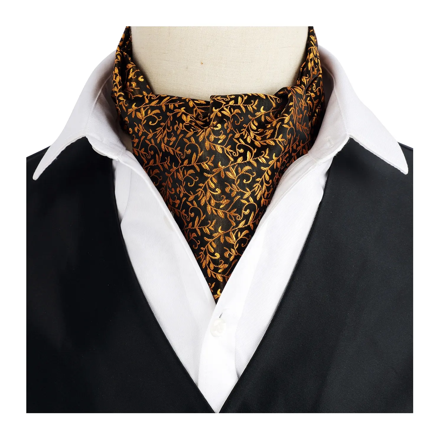 Mens Cravat Tie Set Paisley Floral Ascot Cravat Necktie Wedding Formal Suit Tie for Men