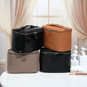 Factory Price Custom Logo PU Leather Cosmetic <b>Bag</b> Organizer Waterproof Travel Pouch <b>With</b> <b>Brush</b> Pocket - Product Image 1
