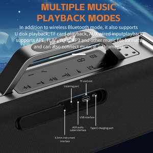 X12 Speaker Karaoke nirkabel 200W dengan 2 mikrofon, mesin Retro untuk anak dewasa dengan lampu LED, mendukung kartu TF, USB, AUX - Product Image 4