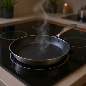 Sartén de Acero Inoxidable DB de 34 cm, Interior Antiadherente, Apta para Inducción, Diseño Moderno, Fondo Plano - Product Image 2