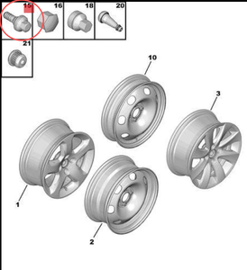 Tornillo de <span class=keywords><strong>Rueda</strong></span> con Junta OE 540567 9682405080 para <span class=keywords><strong>Peugeot</strong></span> 206 307 308 408 508 3008 4008 5008 Citroën C2 C3 C4 C5 C6 - Product Image 2