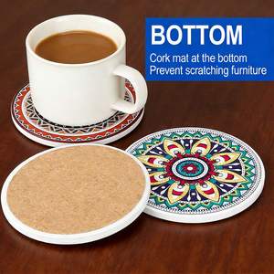 <b>Ceramic</b> <b>Coaster</b> Set with Custom Logo Elegant Water Absorbent Drink Pads for Coffee Bar Decorative Mats - Product Image 1