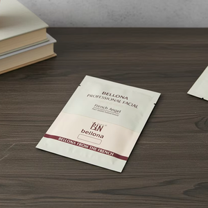 Sachets YSH personnalisés en PET laminé, matériaux recyclés, étanches, beiges, à trois soudures latérales, pour thé, cosmétiques, masques faciaux, mascara, thermosoudables - Product Image 1