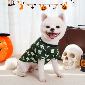 Gilet d'Halloween pour chien et chat, imprimé crâne, style fin, vêtements toutes saisons pour Teddy Bichon Pomeranian - Product Image 2