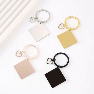 จี้รูปหัวใจเมล็ดมัสตาร์ด สลักเลเซอร์ พิมพ์โลโก้ วัสดุเปล่า DIY รูปทรงสี่เหลี่ยม โลหะสแตนเลส พวงกุญแจ - Product Image 4