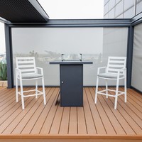 Ensemble de meubles de bar pour jardin et terrasse, chaise de bar en aluminium avec table à foyer pour repas en plein air