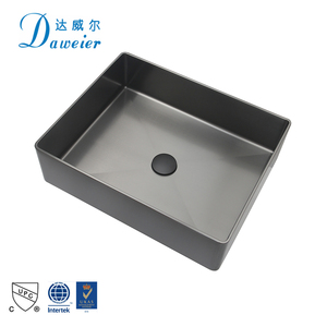 Luxury Modern Bronze Rectangular 304SS Bathroom Vanity Brushed Finish Countertop Installation Stainless Steel <strong>Vessel</strong> <strong>Sink</strong> - Product Image 3