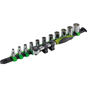 FACOM <b>Socket</b> <b>Set</b> <b>12</b> Pc Metric 6 <b>Point</b> Chrome Vanadium Steel Ratchet Handle Auto Repair Tool - Product Image 1