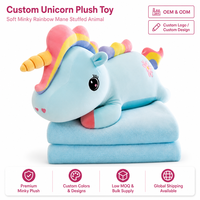 Peluche Licorne Allongée Douce Bleu Pastel avec Détail Crinière et Cœur, Fabricant OEM ODM Personnalisé en Gros