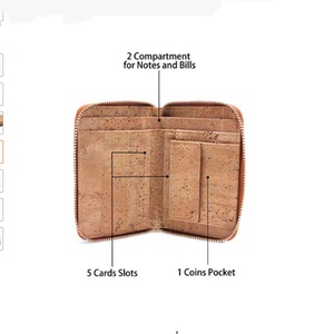 Boshiho Fashion Cork <b>Wallet</b> Zipper Around Design Bifold Purse <b>Wallet</b> with Coin Pocket <b>Holder</b> Eco Friendly Vegan Gift - Product Image 2