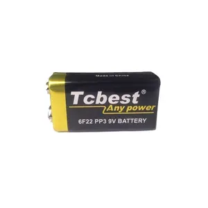 Tcbest Hot sale OEM 6F22 9V Zinc Carbon Battery 240mins 6F22 Super Heavy Duty Battery for Smoke Detector